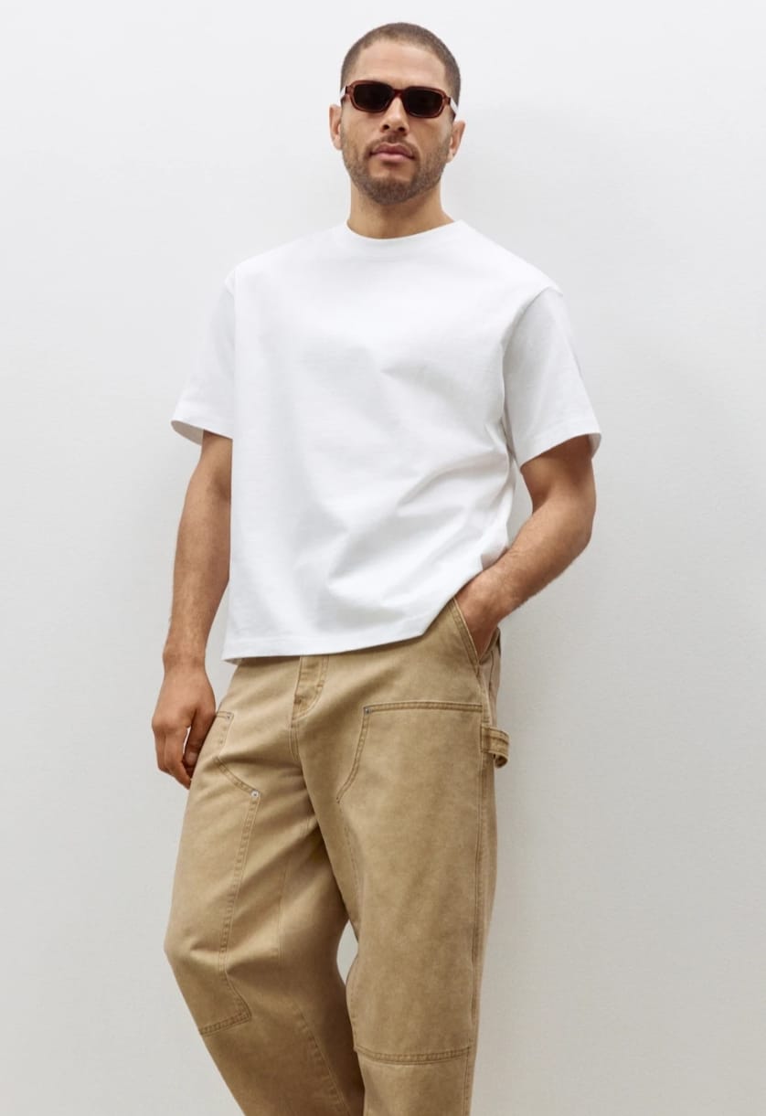 Solid Men Round Neck White Oversized T-Shirt