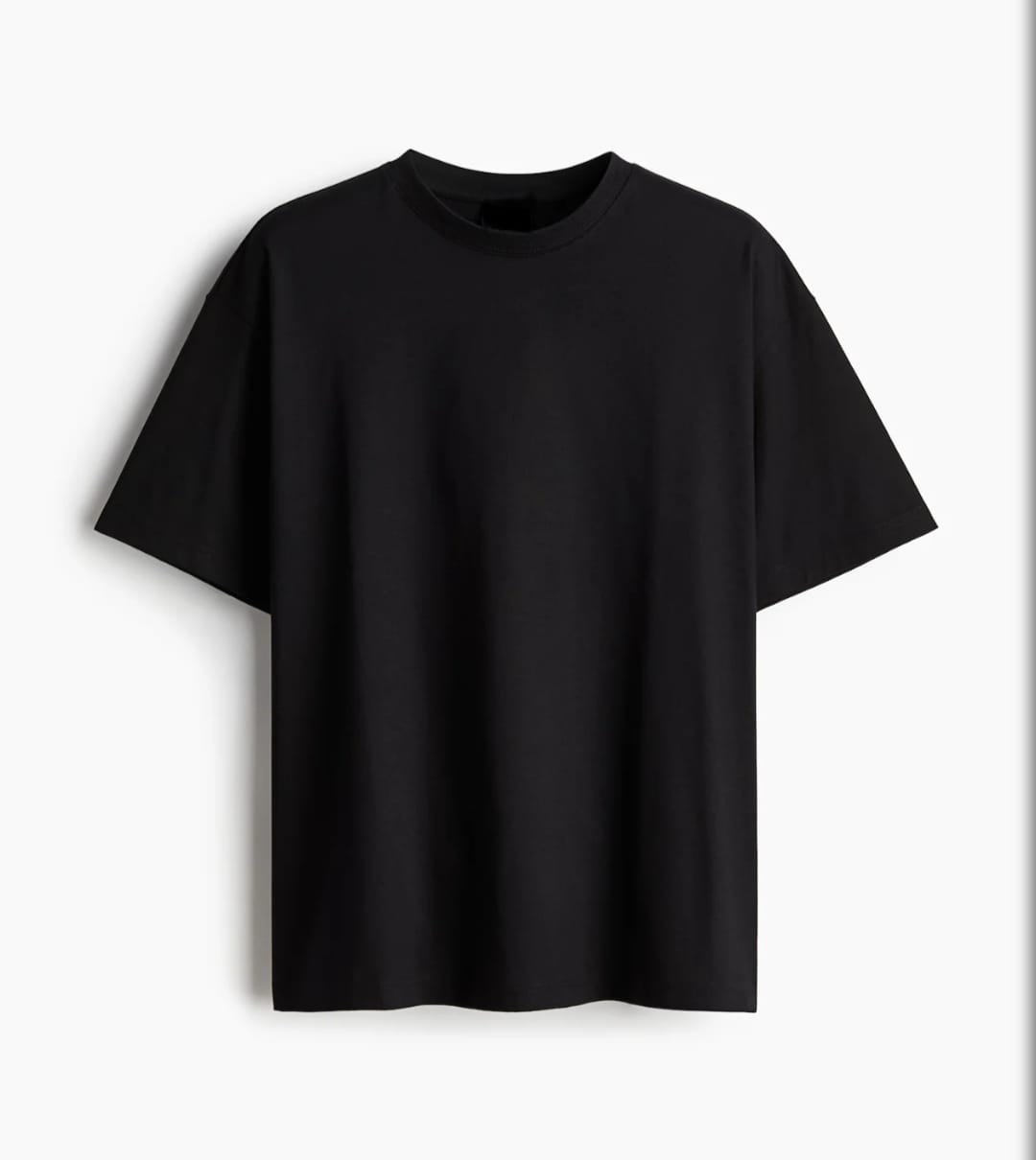 Solid Men Round Neck Black Oversized T-Shirt