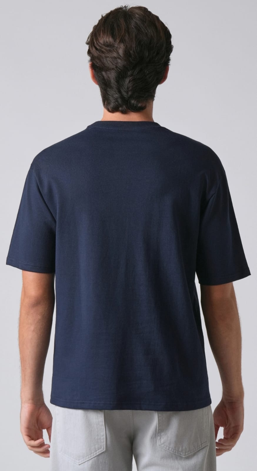 Solid Men Round Neck Blue Oversized T-Shirt